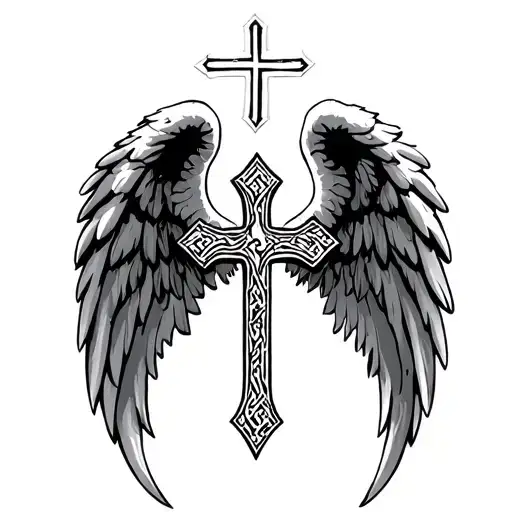 Angel Wings With Greek Orthodox Cross