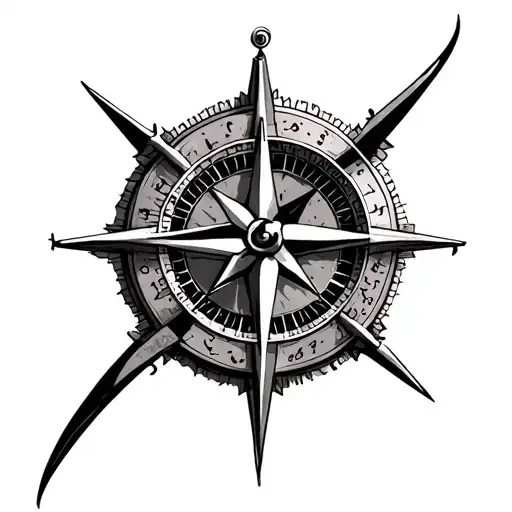 Nautical Compass And Sectant
