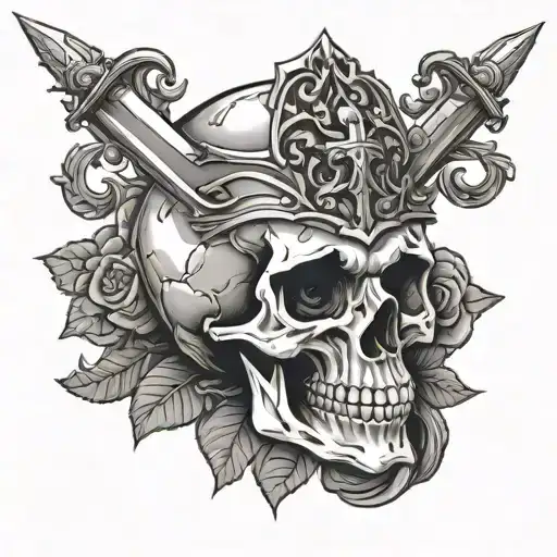 Skull Of The Order Of Calatrava With Sword