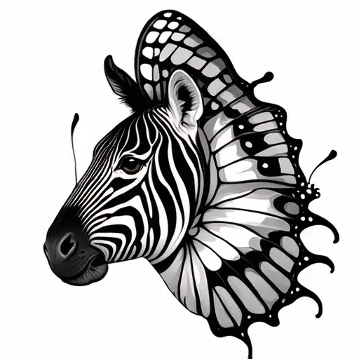 Zebra And Butterfly