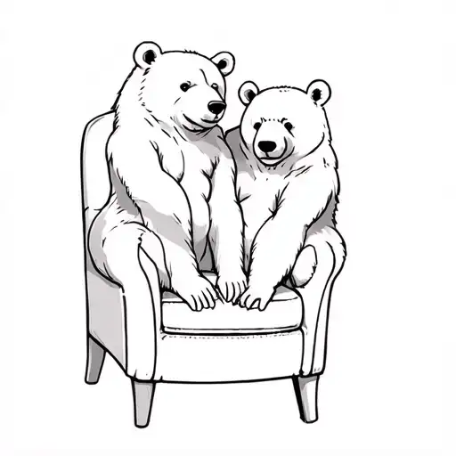 Two Bears Sitting On A Chair
