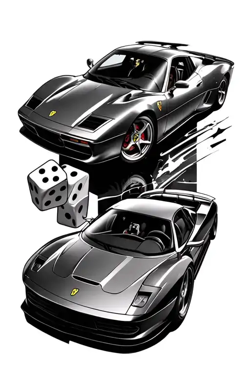 Half Sleeve No Risk No Rari With Dice And A Ferrari Car