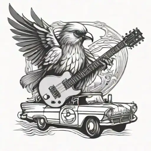 Quatzel Bird With A Car And Guitar
