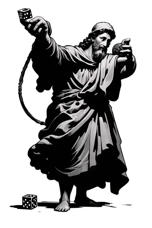 Saint Anthony Holding Dice Rolling