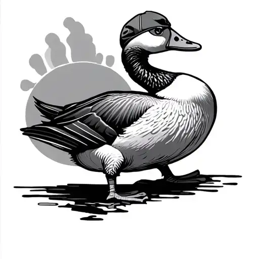 Goose With A Mcrib In A Swim Cap
