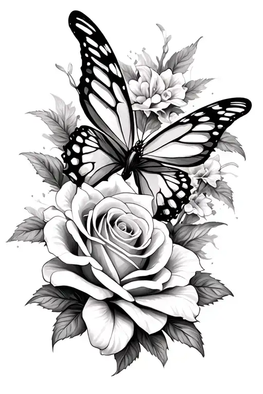 Butterfly Rose And Lily