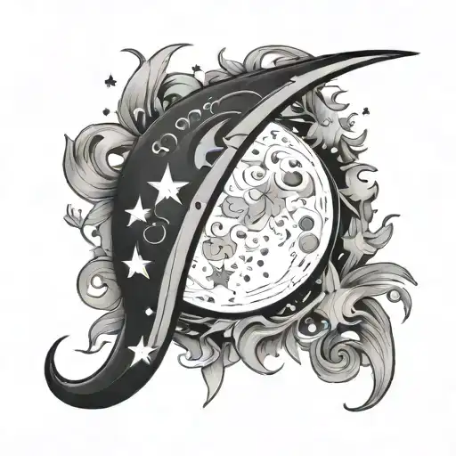 Moon And Stars Forming Y Letter