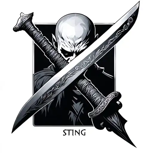 Sting Then A Sword Facing Downward Direction The Sword