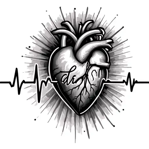 Tattoo With Heartbeat And The Word Faith