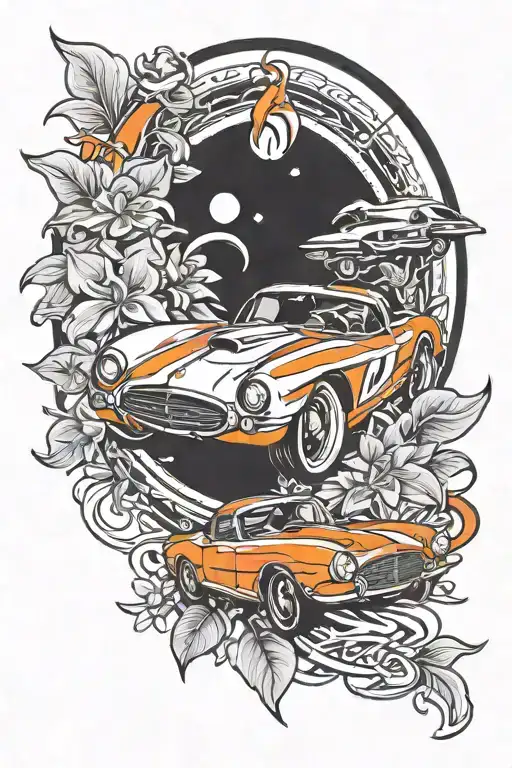 Jasmine In Cursive Writing Orange Sun Rising Race Cars