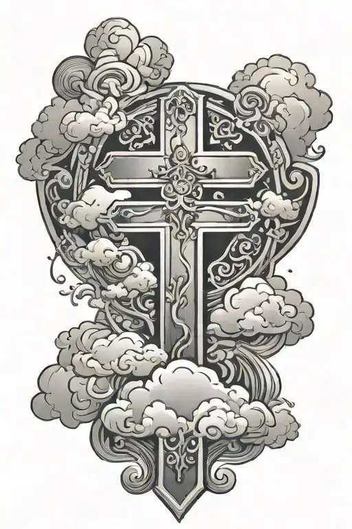 Cross With Clouds With Birthdays
