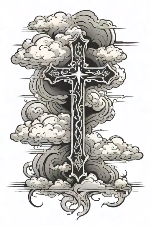 Cross With Clouds Fading