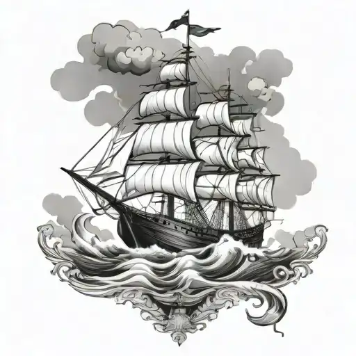 Dutch Sailing Ship Navigating