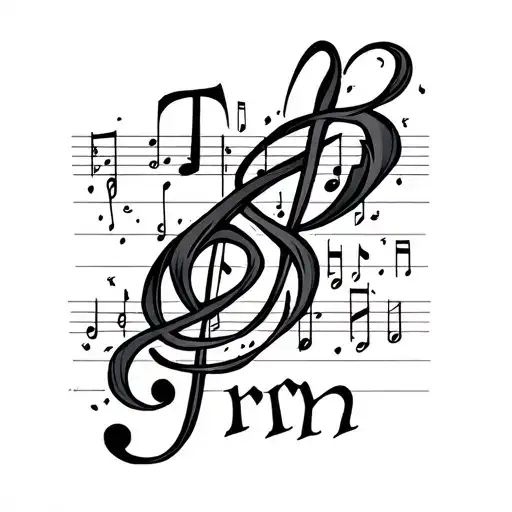 The Name Teryn Inscribed On A Music Staff Intertwined