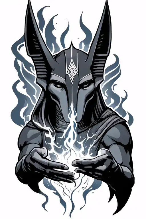 Anubis Holding A Energy Flowing Simbolizing A Soul