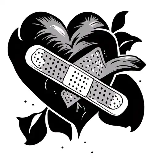 Bandaid Over Heart Tattoo Featuring