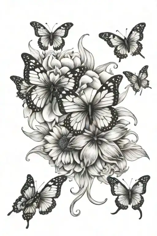 Butterflies Feathers Flowers Sun Moon