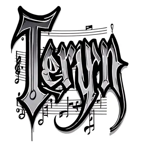 The Name Teryn Inscribed In Graffiti On A Music Staff