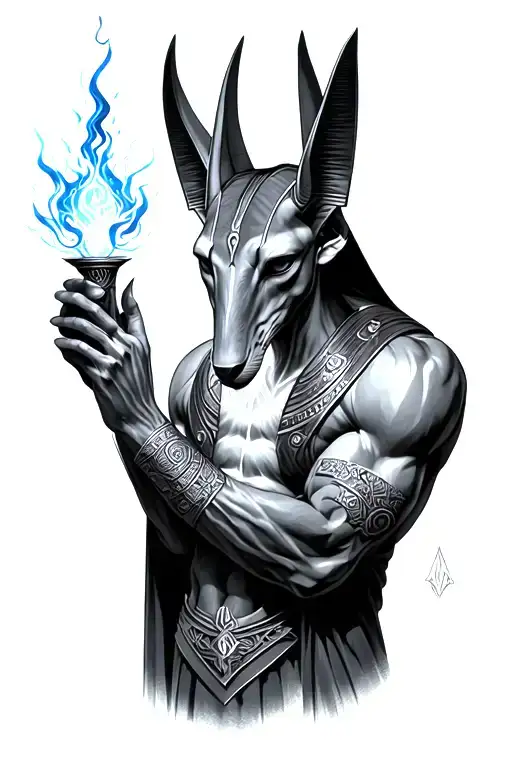 Realistic Anubis Holding A Energy Simbolizing A Soul