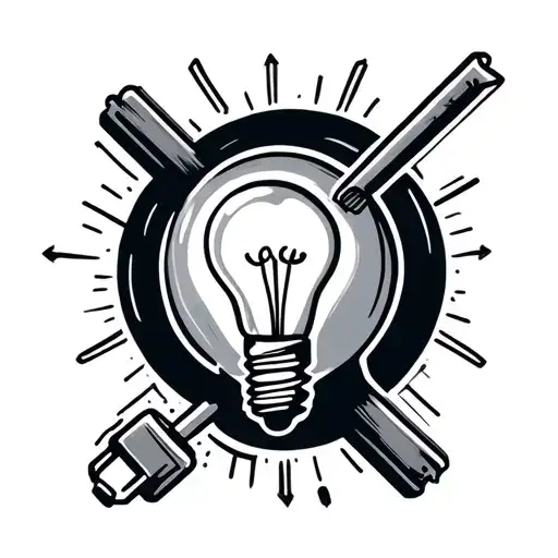 A Lightbulb With A Screwdriver And Three Point Plug Crossing Over Underneath It