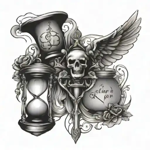 Faith Love Hope With Inverted Cross And Hourglass