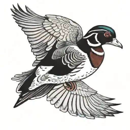 Wood Duck Flying