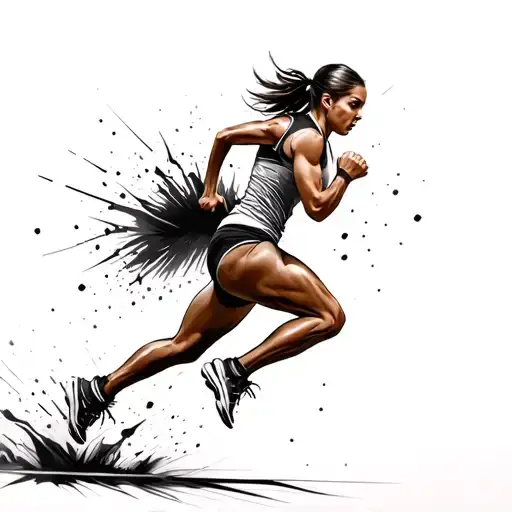 Running Girl Athlete Breaking