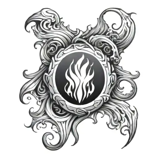 Ring Surrounded By Flames And Blood Flowing