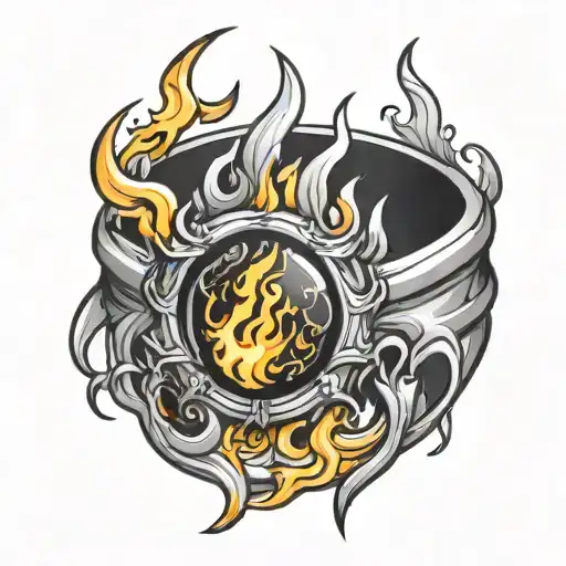 Gold Ring Surrounded By Flames And Blood
