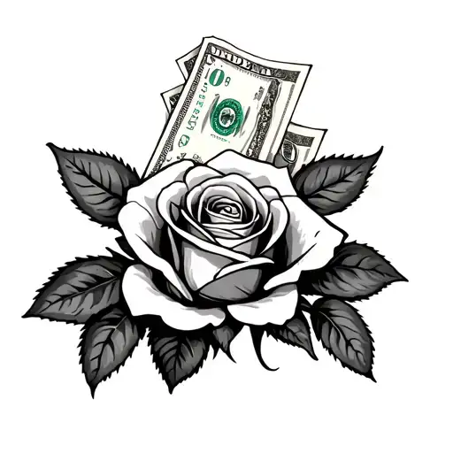 Rose With 100 Dollar Bill Flying