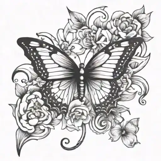 Butterfly Flower Intertwined