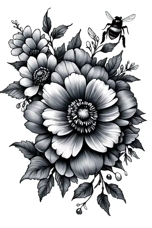 Floral And Bee Surrounded