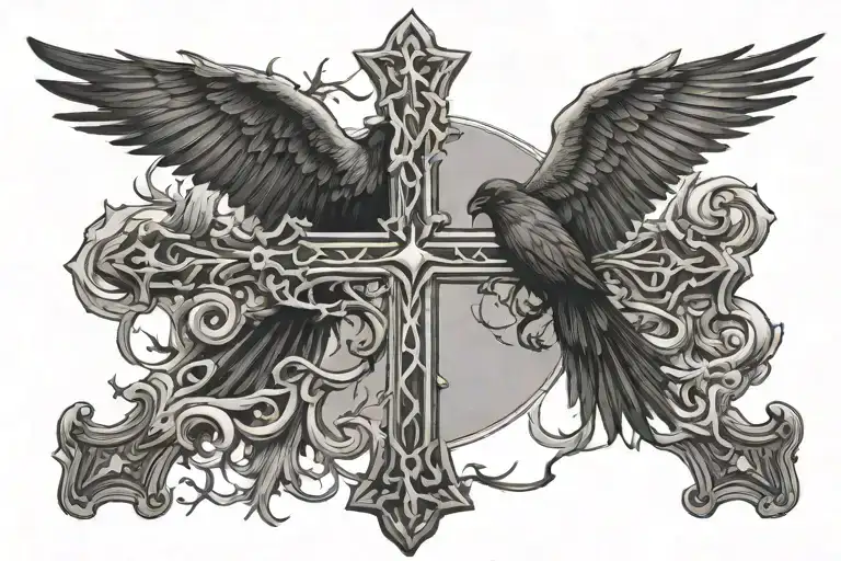 A Cross And Crows