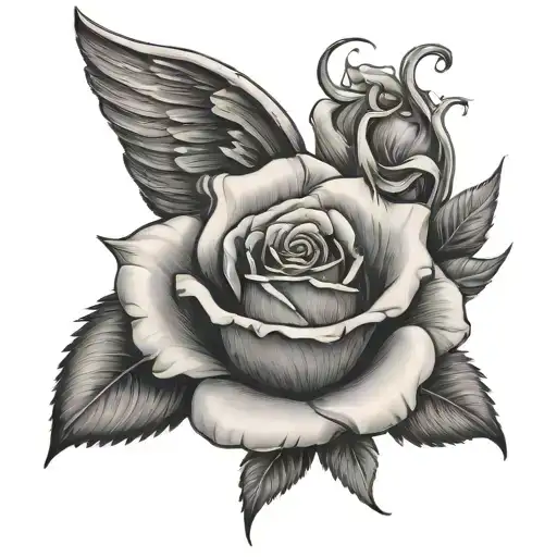 Rose With Wings Coming Out Of It