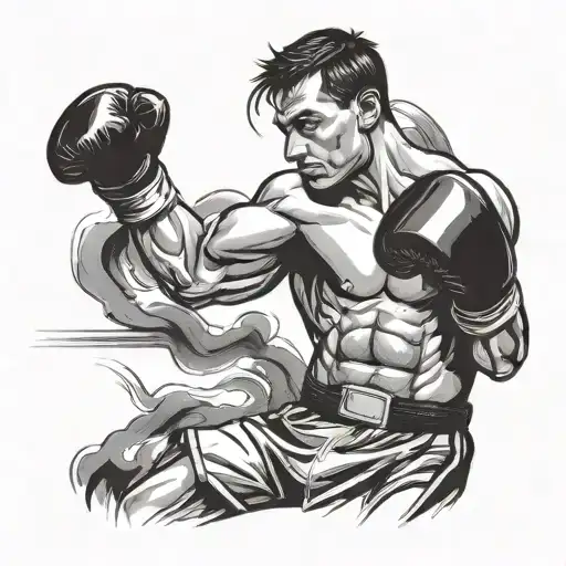Lonely Boxer Throwing A Punch Man Sitting