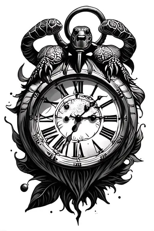 Clock And Turtle Surrounded