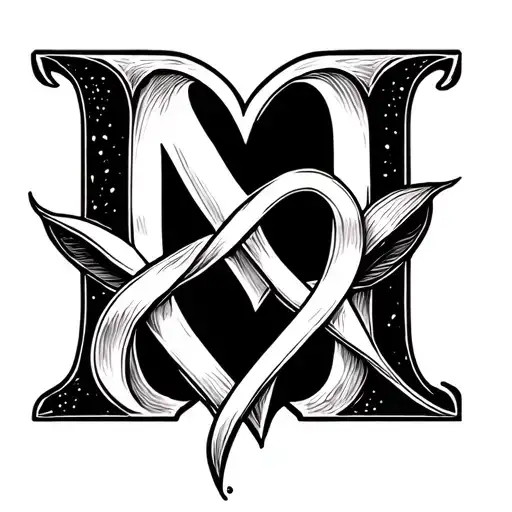 N Letter With Heart And Infinity Symbol Intertwined