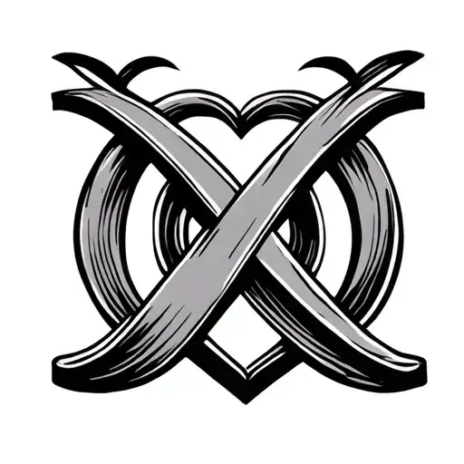 Simple N Letter With Heart And Infinity Symbol Made