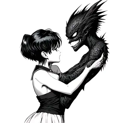 Makoto Kino From Sailor Moon Being Choked By Ryuk From Deathnote
