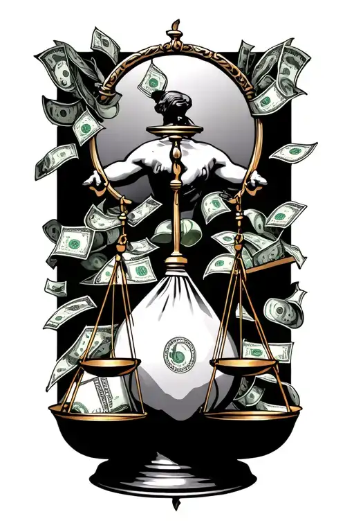 Libra Scale With Money Bag