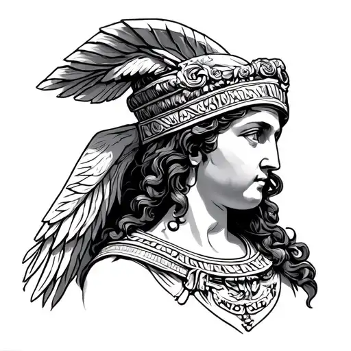 Roman Column And Athena