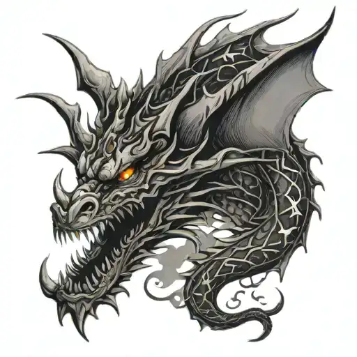 Dragon With Skulls And Stars