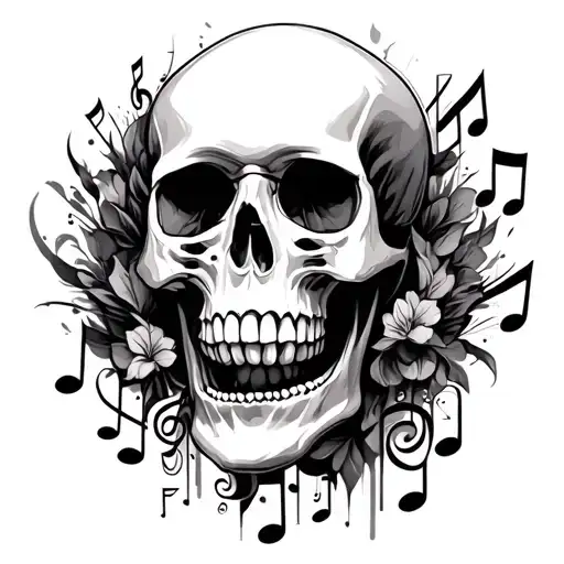 Skull And Music Notes