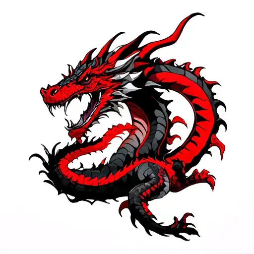 Red And Black Realistic Dragon Wrapped