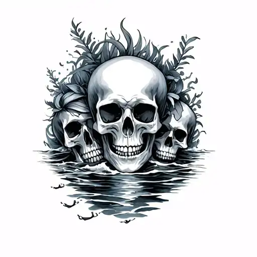 Sea Theme Sleeve With Skulls