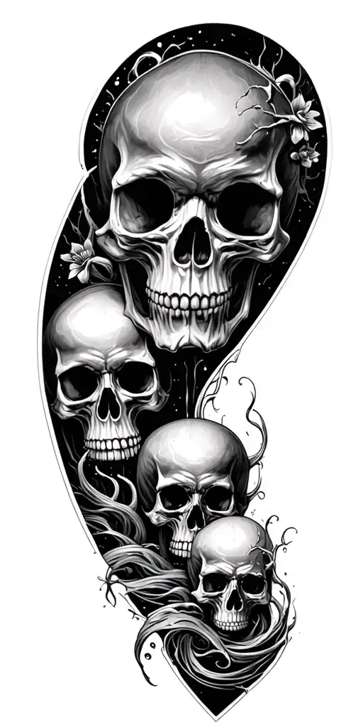 Sea Theme Sleeve With Skulls