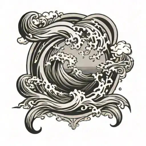 Enzo Circle And Ocean Waves Flowing