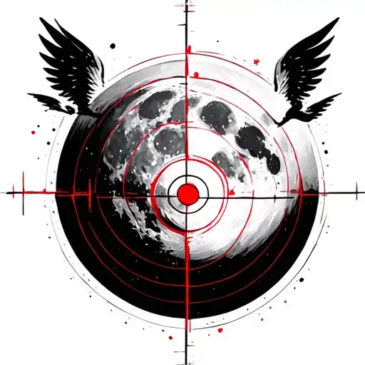 Full Moon With A Red Target