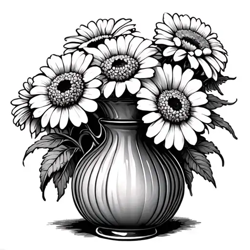 Jack Daniels Vase With Marigolds Blooming Flowers