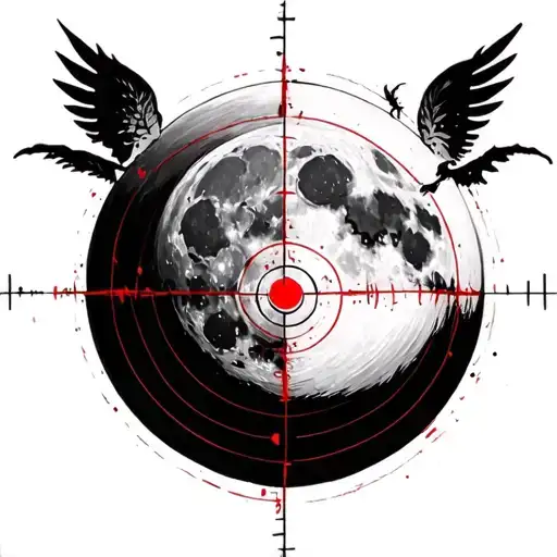 Full Moon With A Red Target